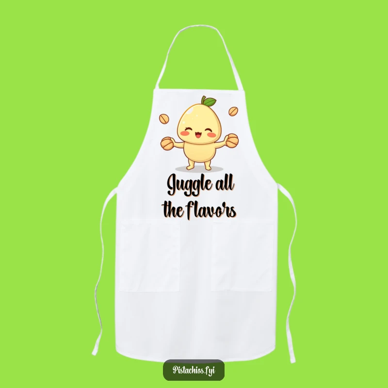 Funny Cheerful Pistachio Juggling Apron: Cook with Hilarious Skillful Flair