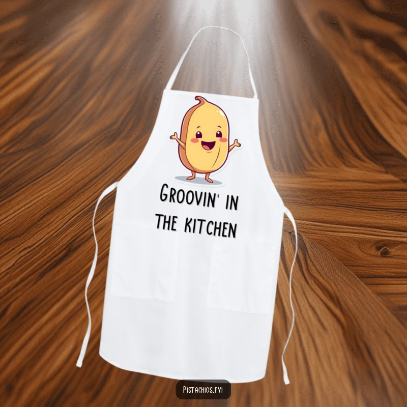 Funny Apron: A delighted nut character doing a joyful shimmy, perfect for adding a splash of humor to cooking and kitchen tasks.