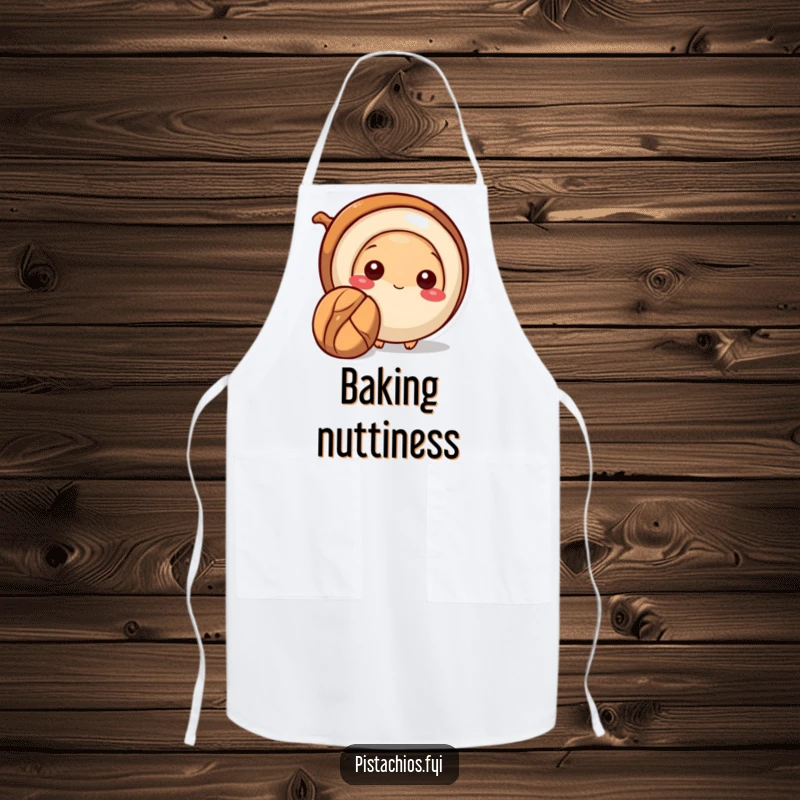 Funny Pecan Apron showing a shy pecan peeking out, bringing humor and subtle charm to kitchen activities.