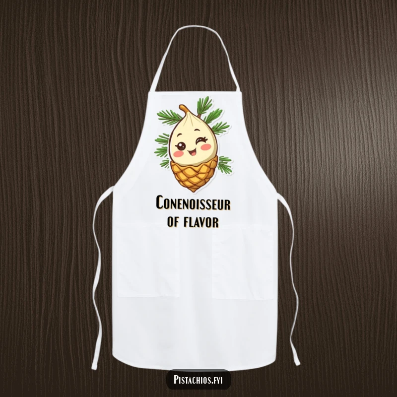 Funny Pine Nut Apron: A happy pine nut character winking from its cone, adding a touch of fun to your culinary adventures.
