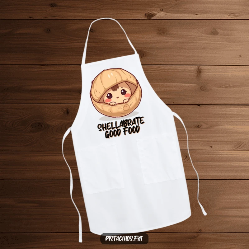 Funny Hazelnut Apron: A humorous hazelnut character peeking from its husk, ready to add fun to your culinary creations.