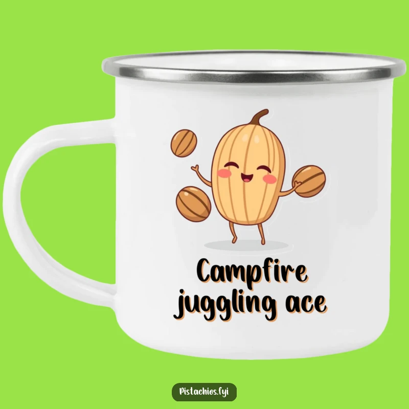 Funny Walnut Juggler Camping Mug: Adventure with a Winking Nut's Skill