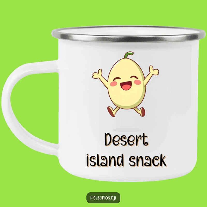 Durable Funny Pistachio Camping Mug: Nutty Adventure Drinkware