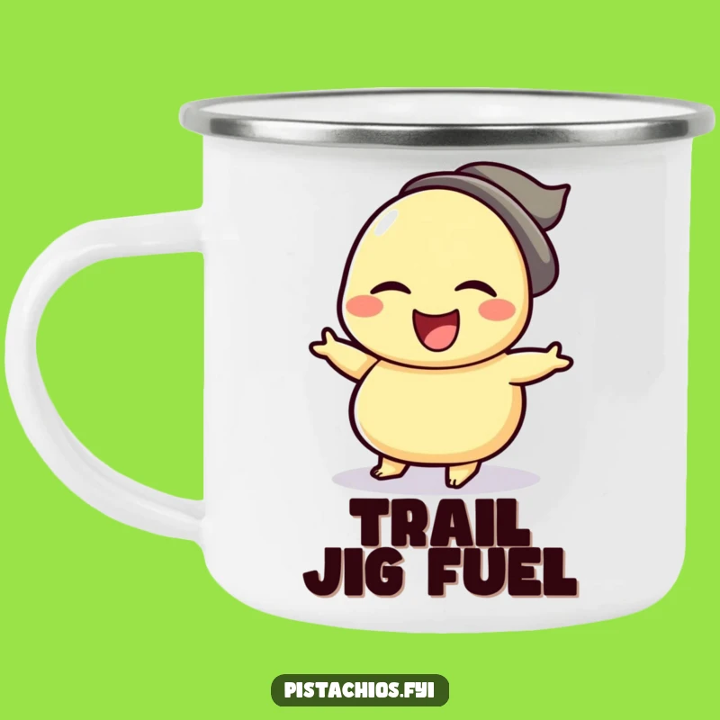 Funny Cashew Jig Camping Mug: Winking Nut's Dance - Adventure Fun!