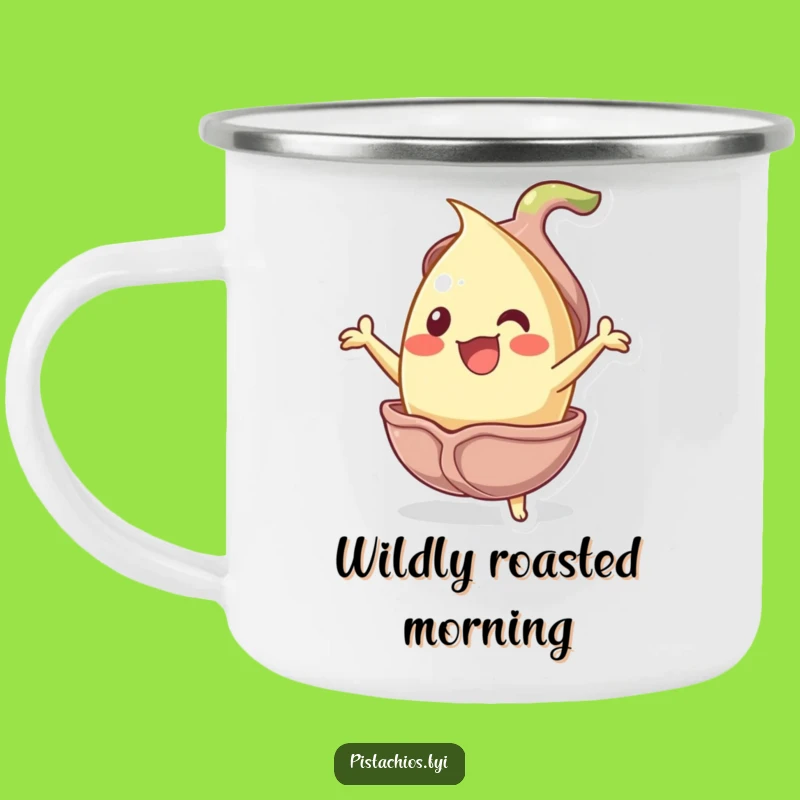 Funny Jubilant Pistachio Camping Mug - Nutty Outdoor Cartoon Gift