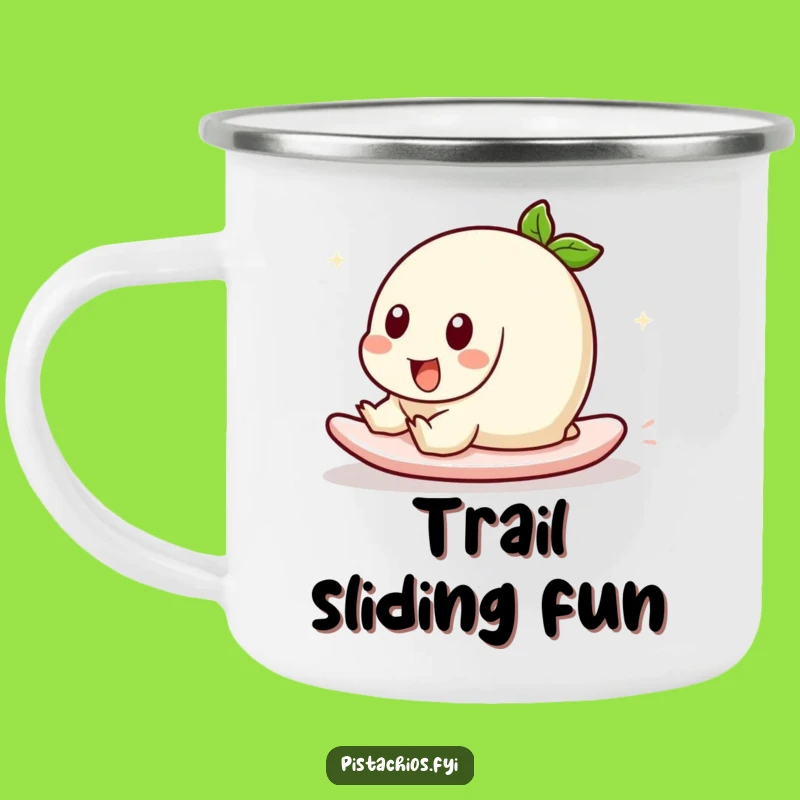 Funny Sliding Pistachio Camping Mug: Enjoy Outdoors with Hilarious Playful Vibes