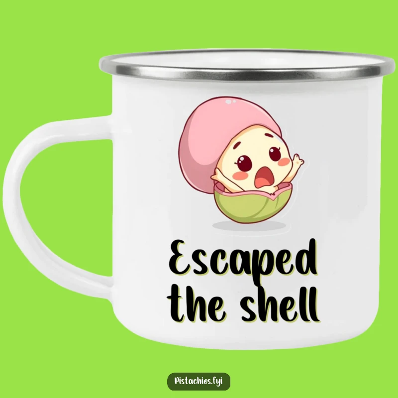 Funny Surprised Pistachio Camping Mug, Hilarious Nutty Outdoor Utensil