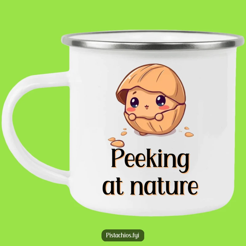 Funny Curious Pecan Camping Mug: Peeking Shell Design for a Perfect Funny Gift