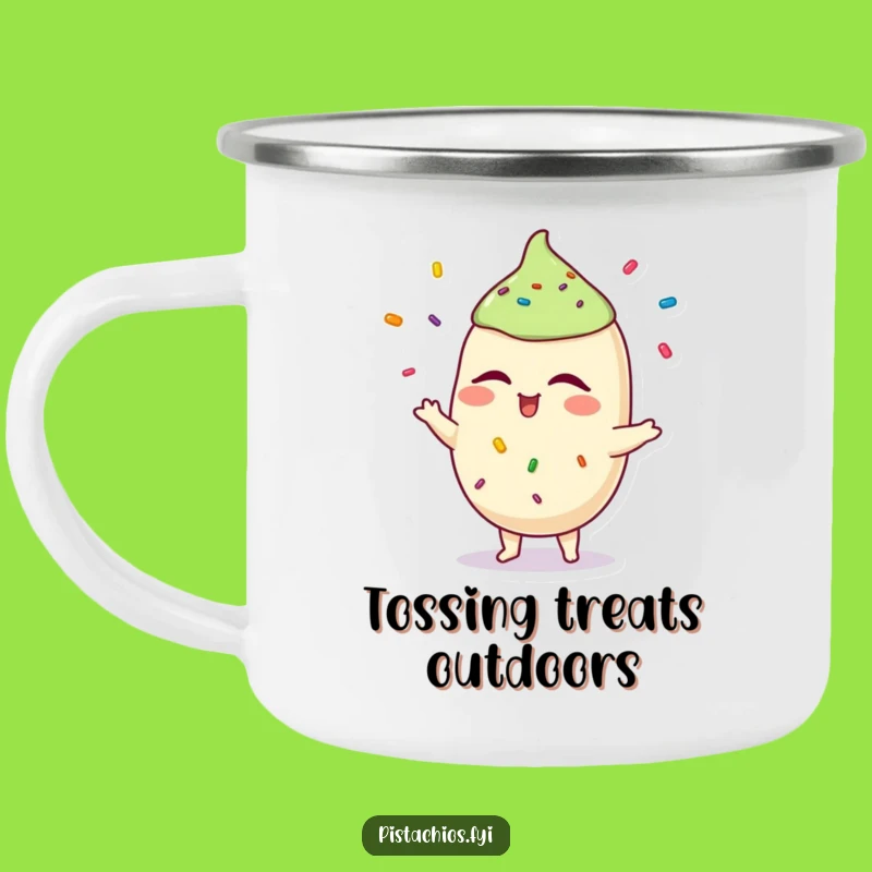 Funny Pistachio Juggling Camping Mug: Adventure Fuel and a Hilarious Gift!