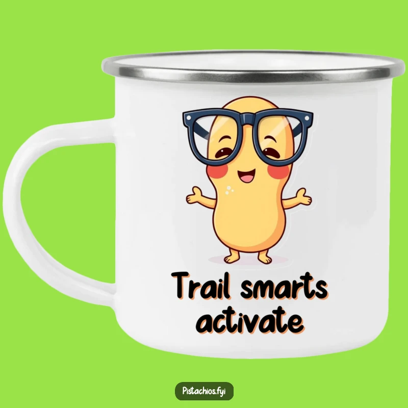 Funny Peanut Camping Mug: Giggling Character with Glasses, Outdoor Fun Gift