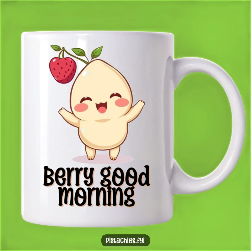Funny Cashew Mug: Delighted Berry Balancer, Whimsical Character Coffee Cup Gift