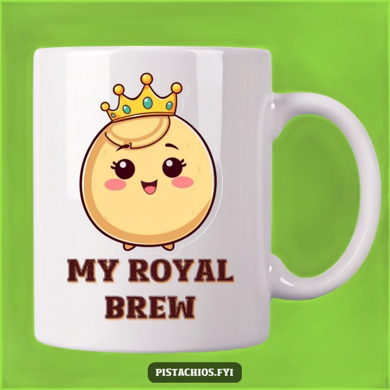 Funny Crowned Nut Mug - Happy Character Gift & Perfect Regal Present