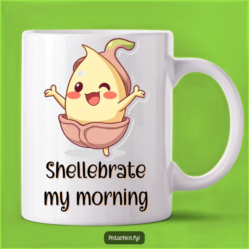 Funny Jubilant Pistachio Mug - Nutty Cartoon Gift for Joyful People