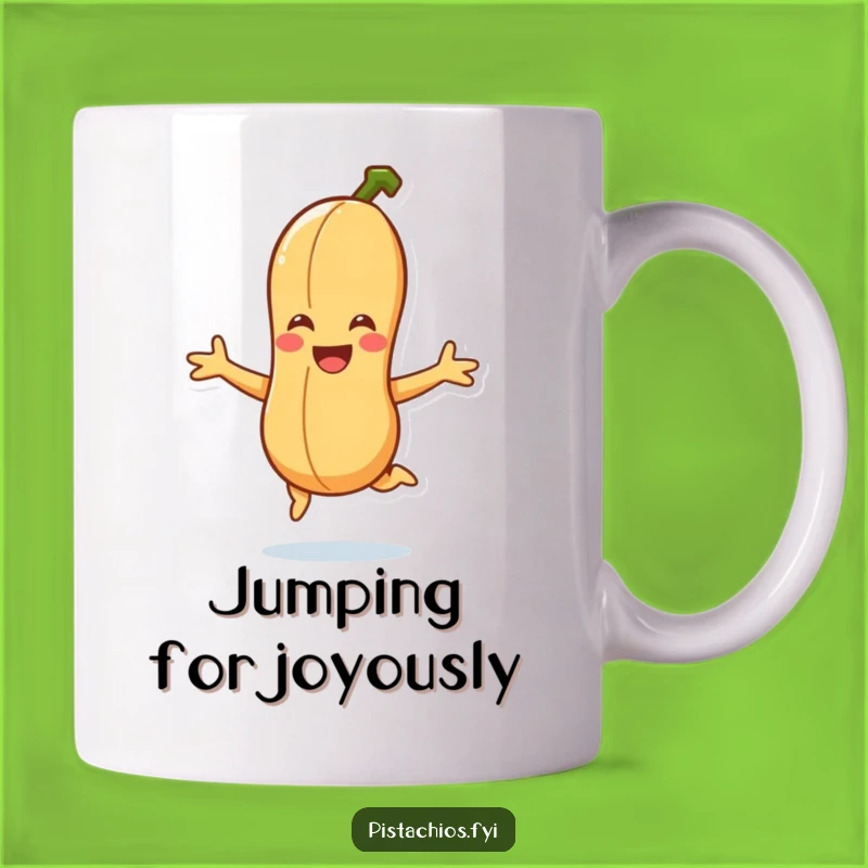Funny Smiling Peanut Jump Mug - Joyful Cartoon Gift for Happy People