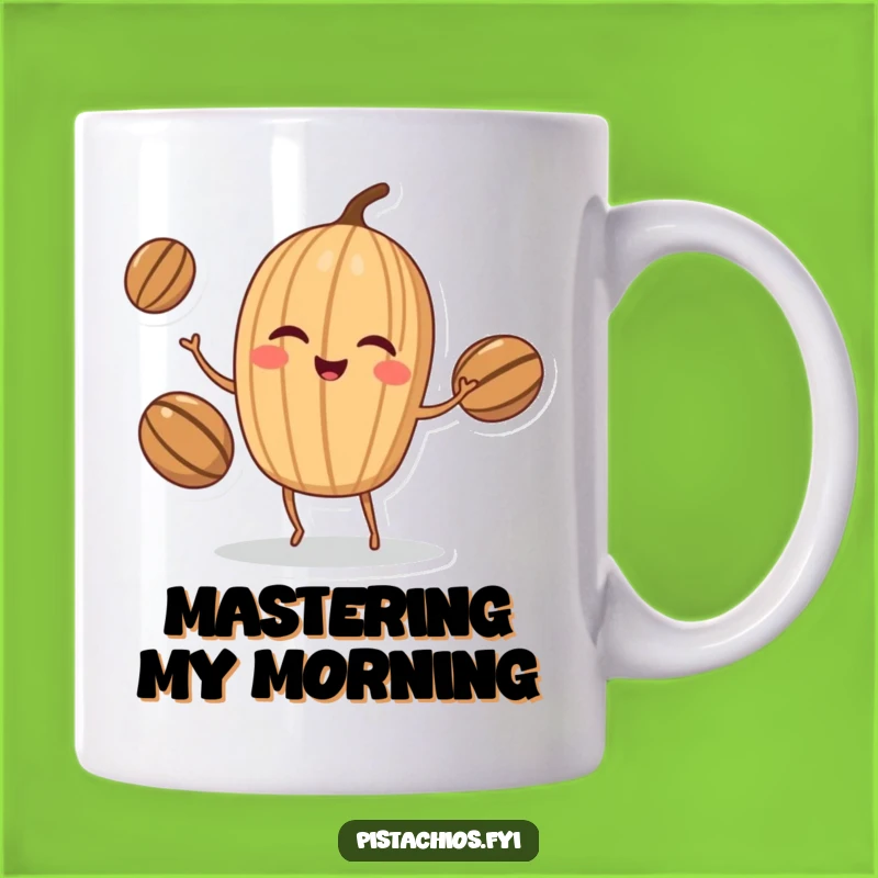 Funny Walnut Juggler Mug: A Winking Nut's Impressive Skill for Coffee Lovers