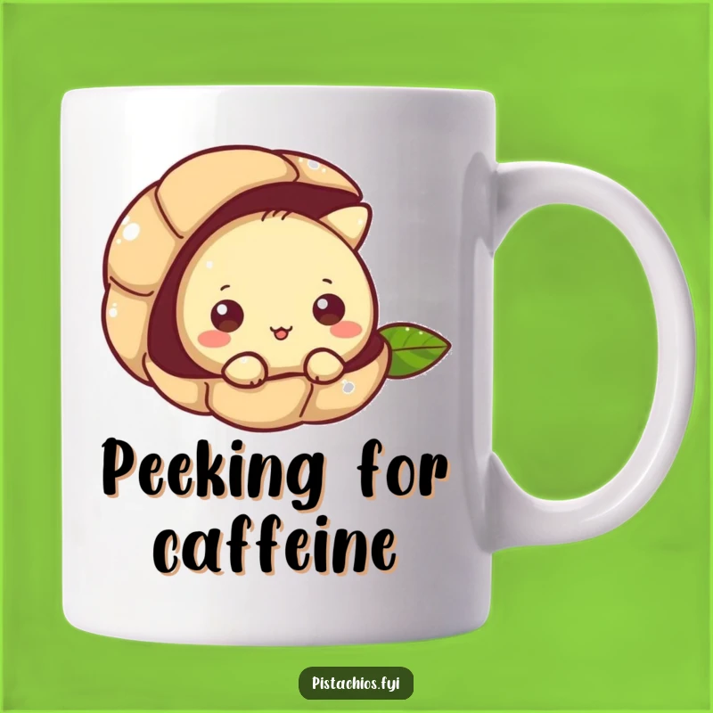 Funny Curious Pistachio Peeking Mug - Intriguing Nutty Humor, Perfect Funny Gift