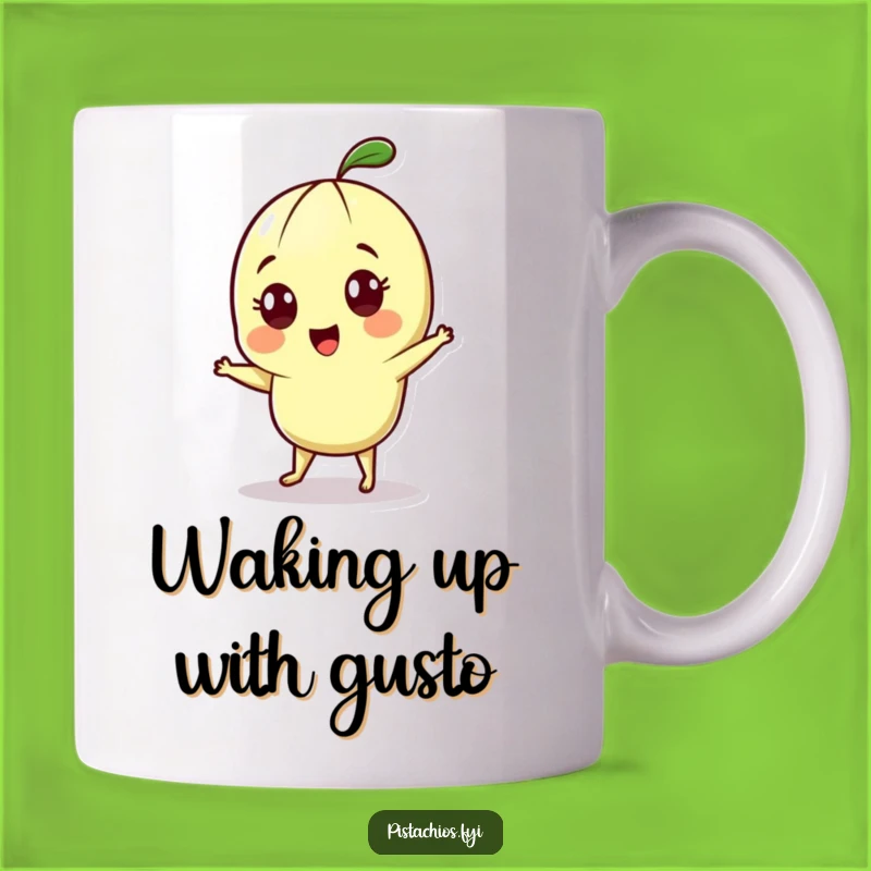 Funny Dancing Pistachio Mug - Cheerful Wide-Eyed Character Gift