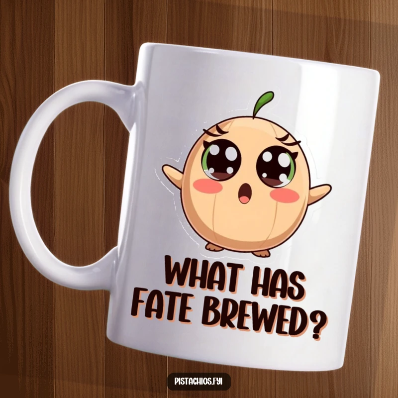 Funny Mug: A Surprised Brazil Nut Character with Wide Eyes Expressing Utter Shock and Astonishment.