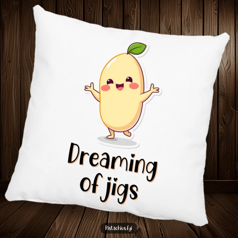 Funny Pillow: A cheerful cashew character in a silly dance pose, bringing soft comfort and nutty humor to any cozy corner.
