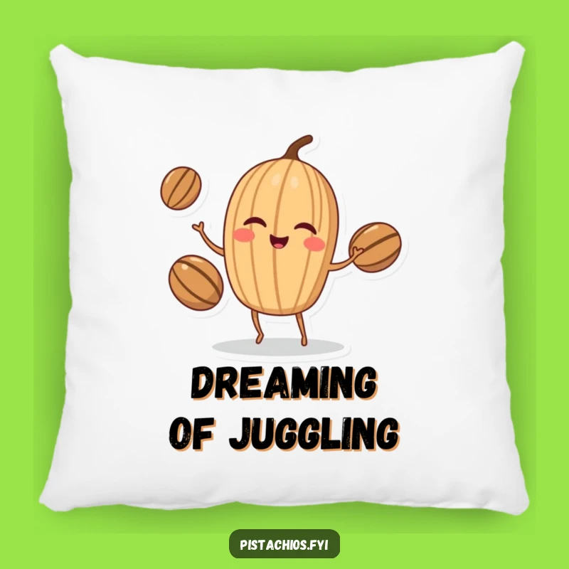 Funny Walnut Juggler Pillow: Comfort with a Winking Nut's Juggling Act