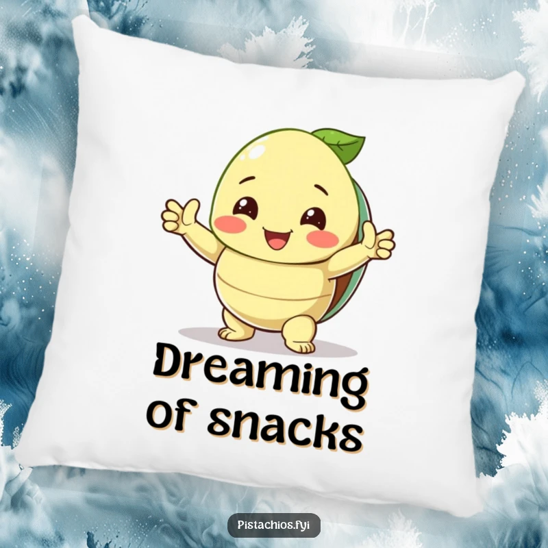 Funny Pillow: A triumphant pistachio with an open shell, a humorous design offering comfort and victory vibes.