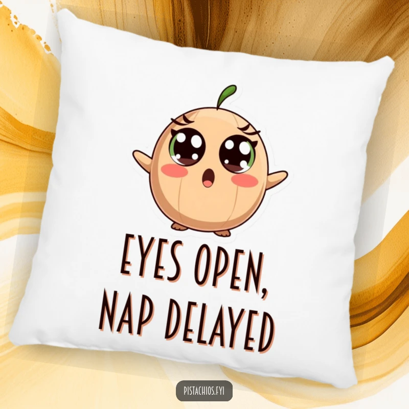 Funny Pillow: A Surprised Brazil Nut Character with Wide Eyes, Expressing Shock and Bewilderment.