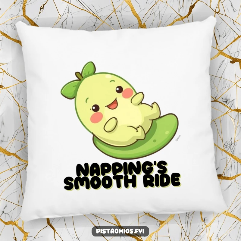 Funny Pistachio Slide Pillow with a character gleefully sliding, providing comfort and humorous appeal.
