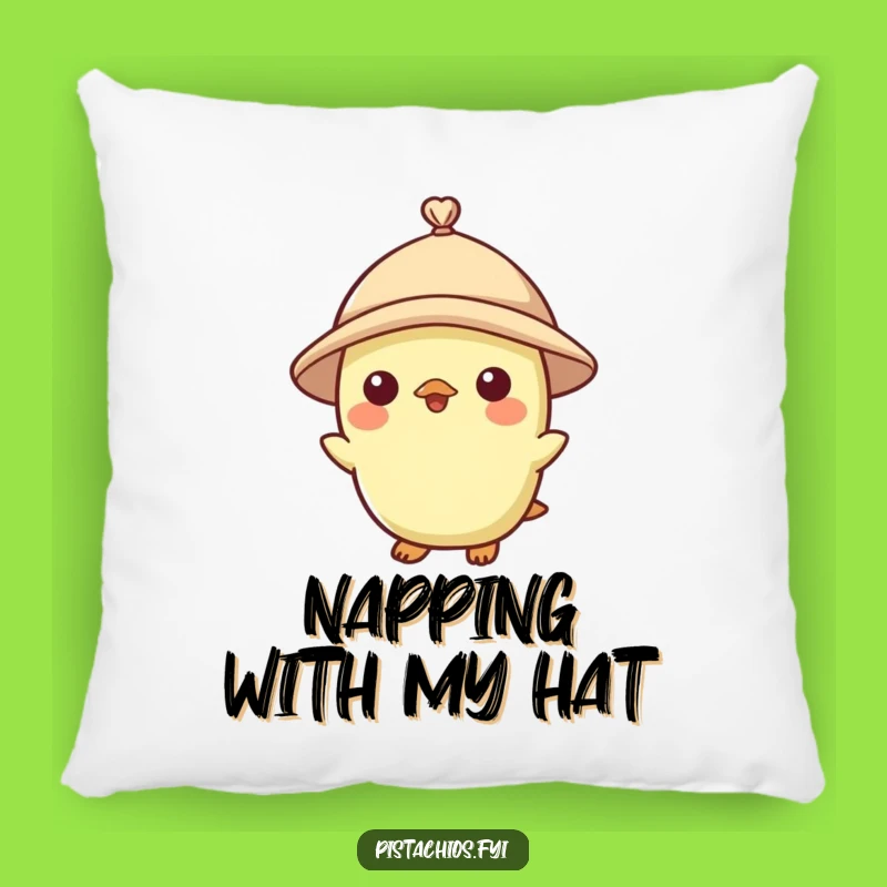Funny Pistachio Character Tiny Hat Pillow - Comfy & Chic Nutty Decor, Great Gift