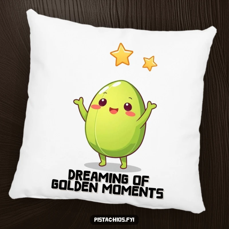 Funny Pistachio Nut Pillow: Soft green pistachio character reaching for a star, offering humorous comfort and quirky decor.