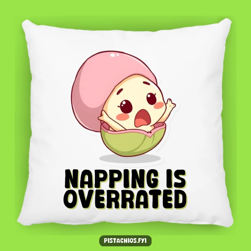 Funny Surprised Pistachio Pillow, Cozy Nutty Character Cushion, Gift Idea