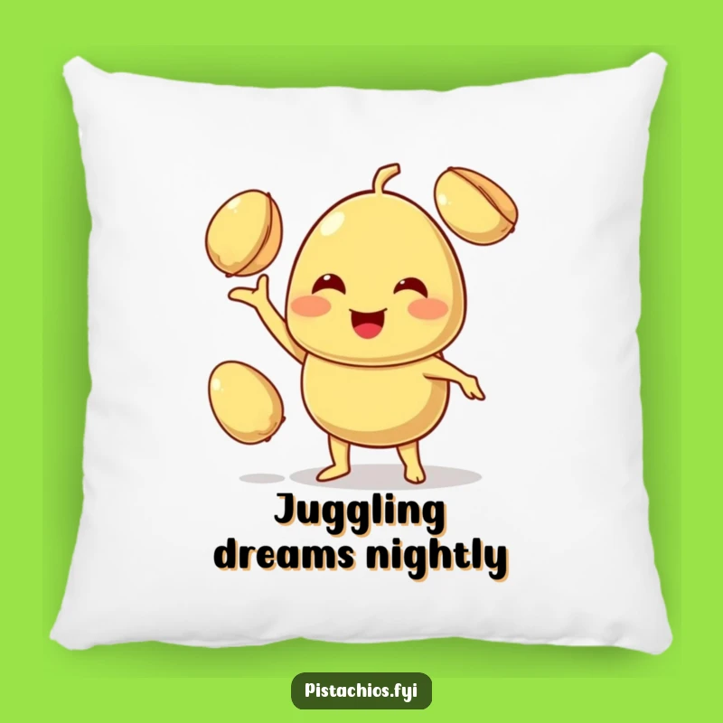 Funny Juggling Pistachio Pillow - Smiling Character Comfort
