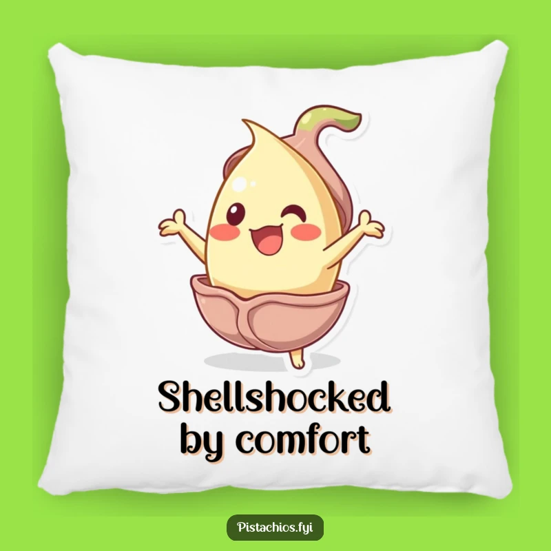 Funny Jubilant Pistachio Pillow - Cozy Nutty Cartoon Cushion