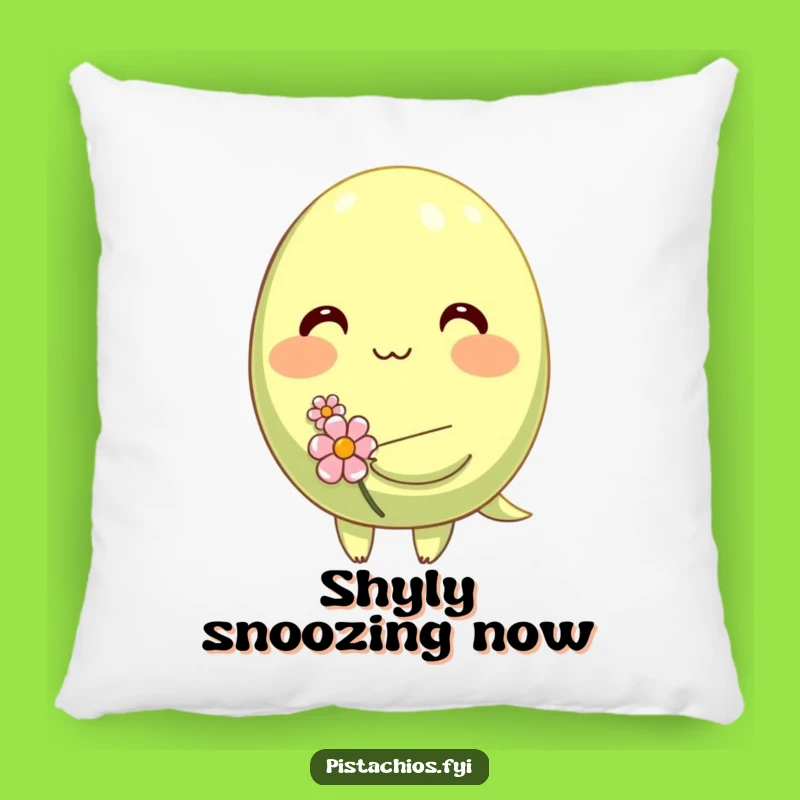 Funny Shy Pistachio Pillow: Cozy Blushing Nut with Flower, The Snuggliest Funny Gift!