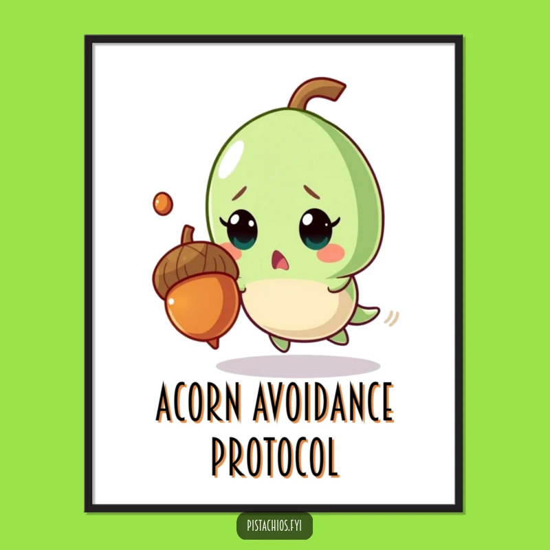 Funny Pistachio Digital Art: Surprised Acorn Dodge Print