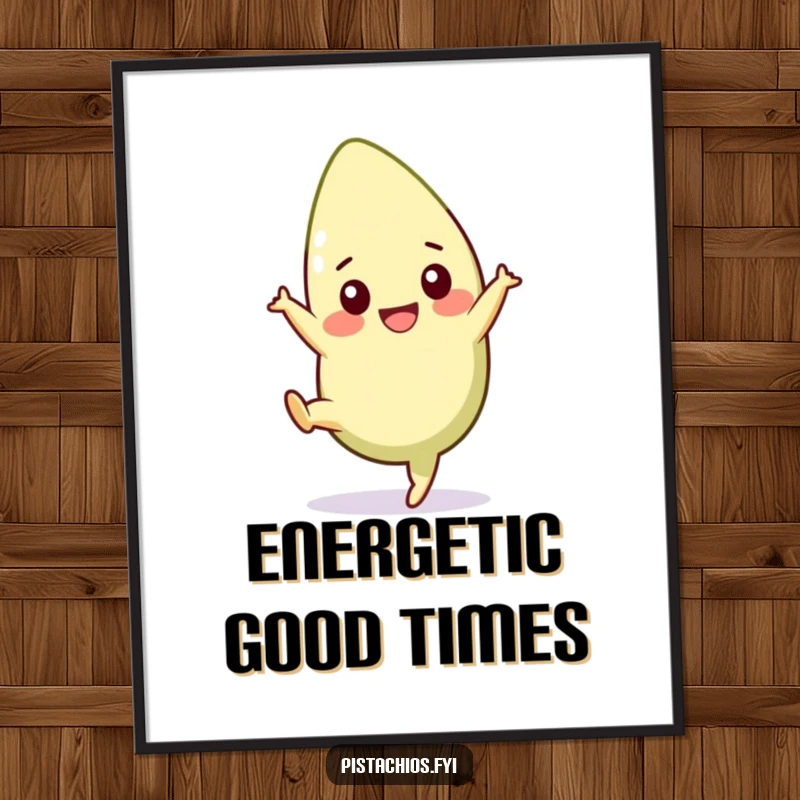 Funny pistachio digital art print of a cheerful character mid-cartwheel, offering instant download and energetic wall decor. A super funny gift.