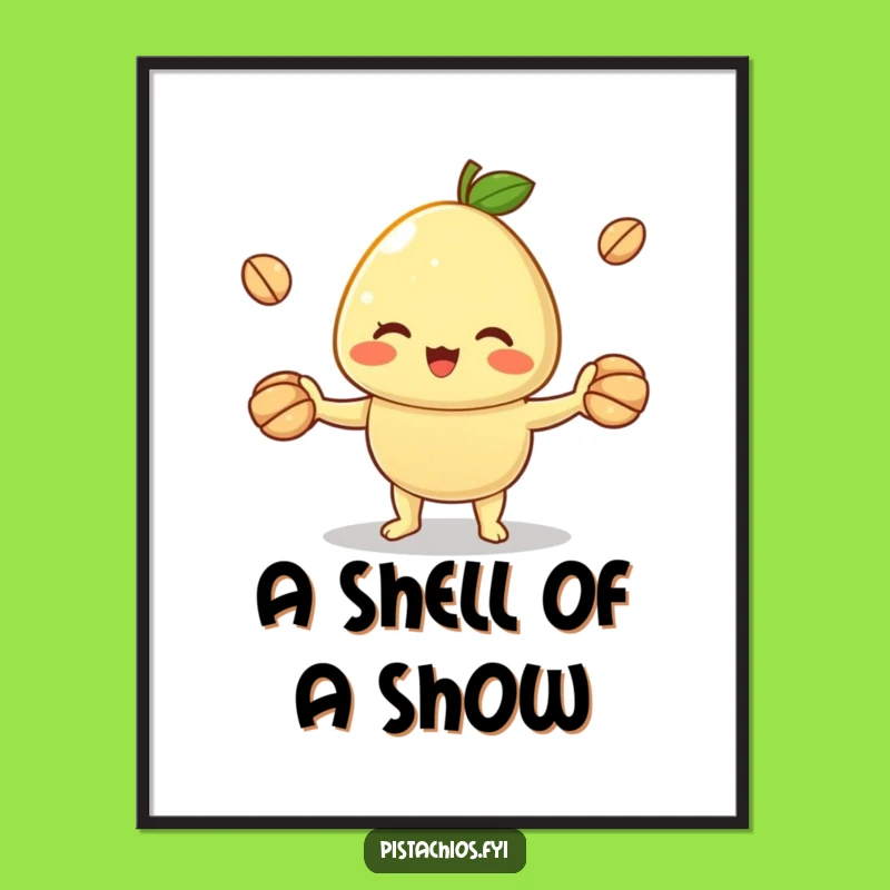 Funny Cheerful Pistachio Juggling Digital Art: Bring Hilarious Skill Home