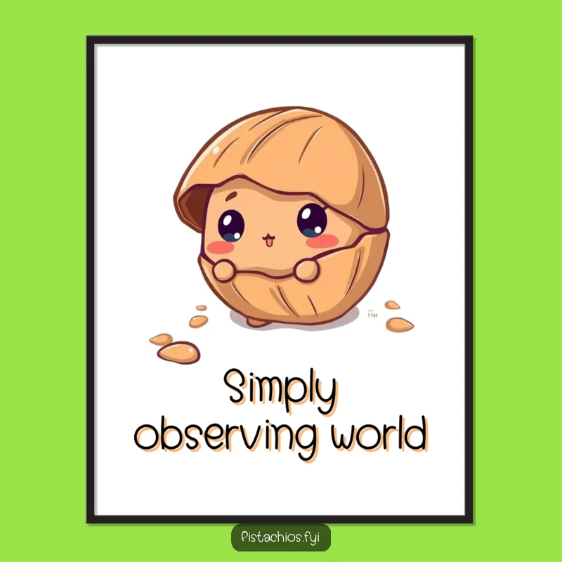 Funny Curious Pecan Art Print: Peeking Shell Design for a Perfect Funny Gift