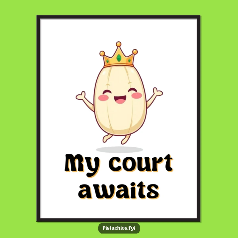 Funny Happy Pistachio Crown Hop Digital Art - Joyful Character Decor