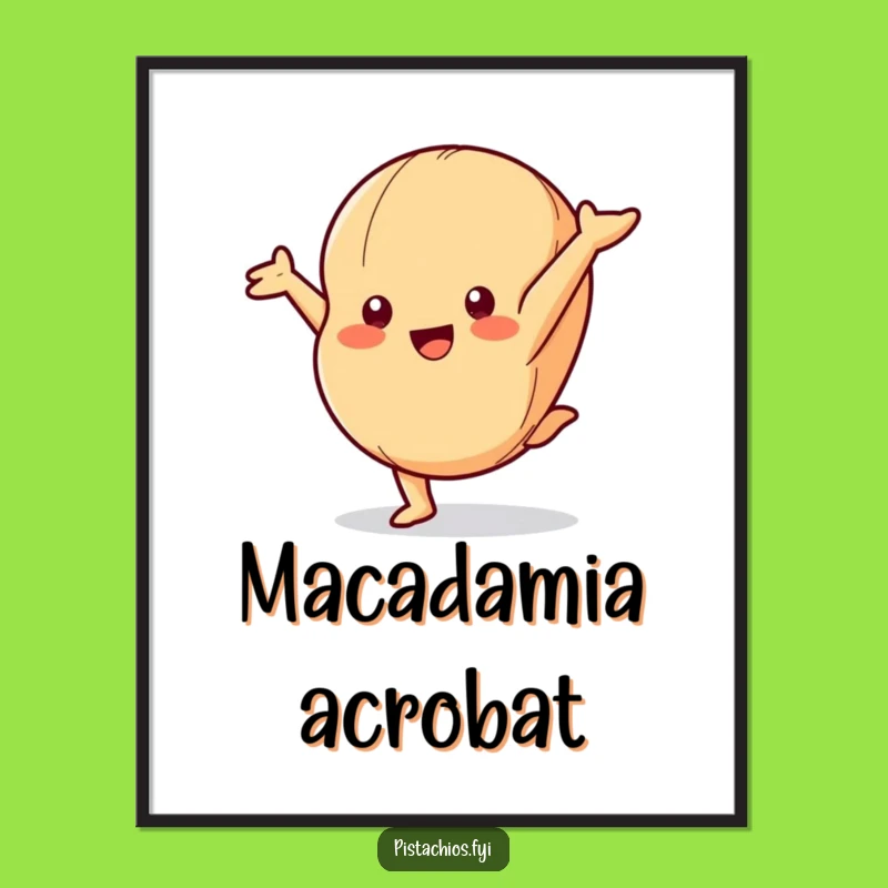 Funny Macadamia Nut Cartwheel Digital Art Print - Instant Playful Fun!