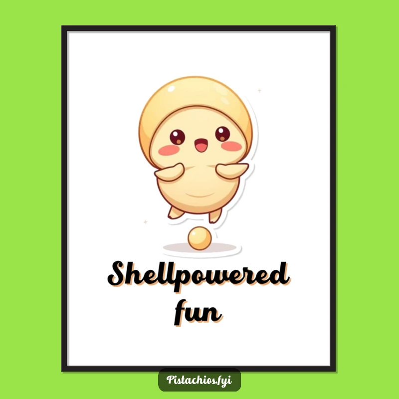 Funny Pistachio Digital Art: Bouncing Ball Shell Print