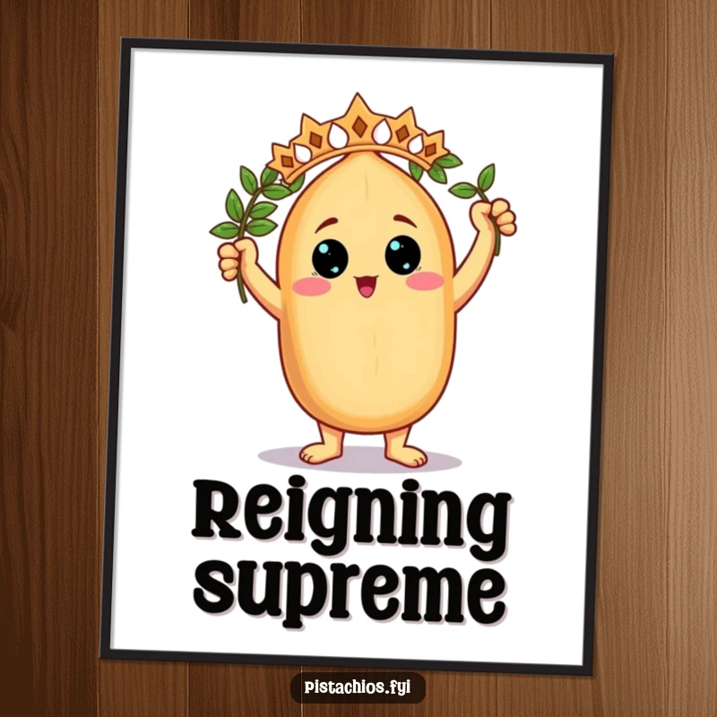 Funny Digital Art Print: A triumphant nut character proudly holding a tiny laurel wreath, symbolizing victory and ready for digital display.