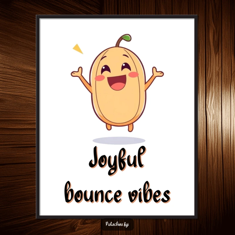 Funny nut digital art print of an excited nut character bouncing with pure joy, capturing themes of happiness and excitement.