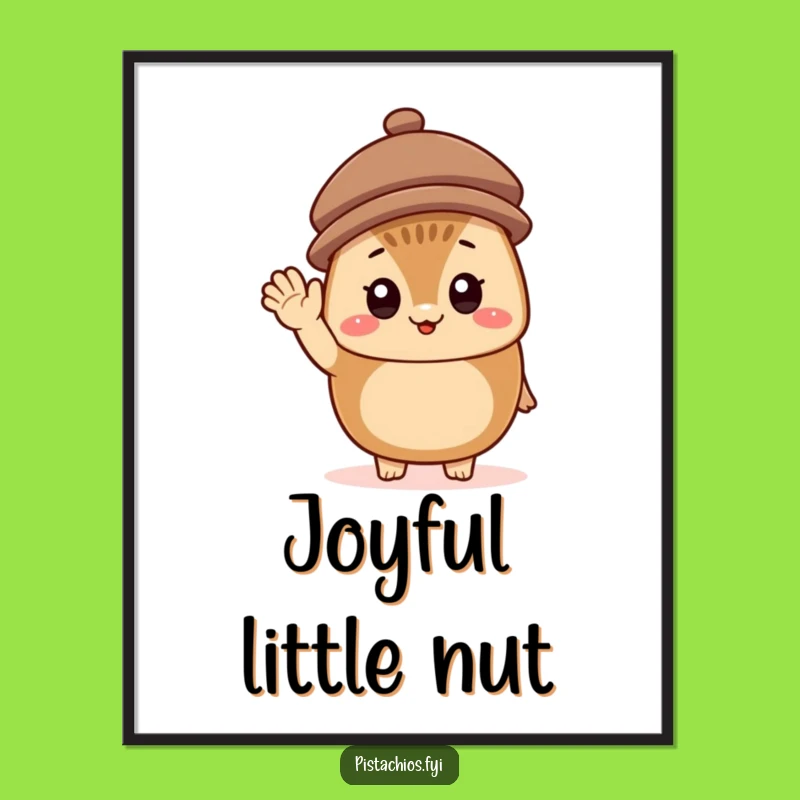 Funny Cheerful Hazelnut Art Print: Tiny Hat Wave for a Perfect Funny Gift