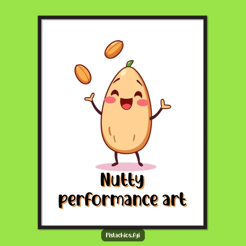 Funny Juggling Almond Digital Print: Instant Performance, Your Skillful Funny Gift
