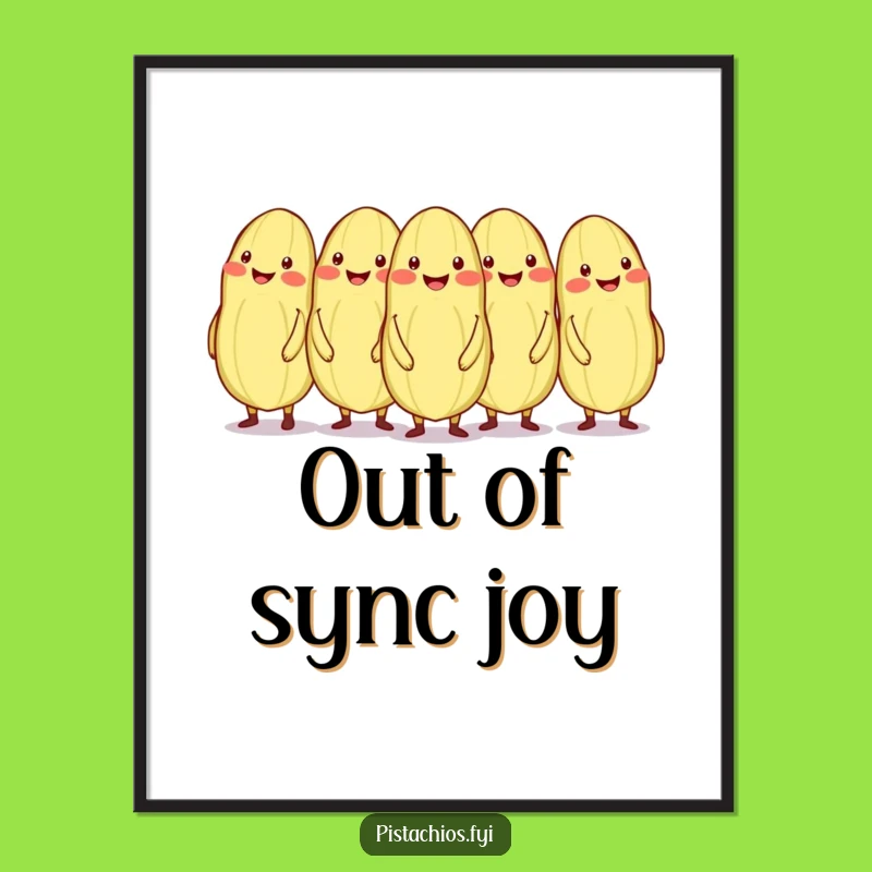 Funny Conga Line Pistachios Digital Art Print: Dance Decor for Your Walls