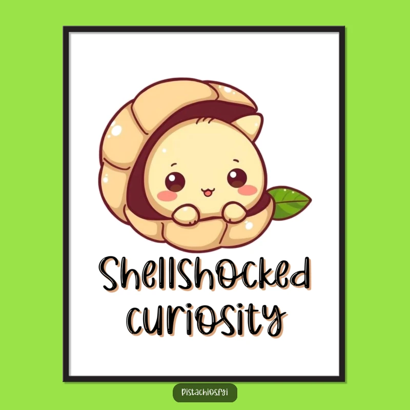 Funny Curious Pistachio Peeking Digital Art - Instant Intrigue, Print as Funny Gift