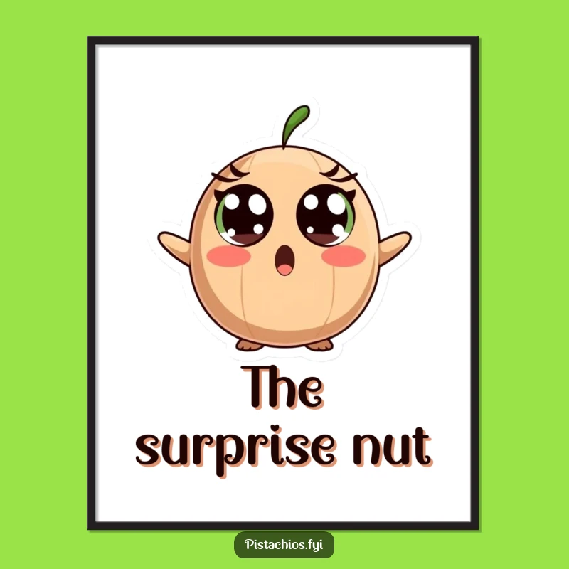 Funny Surprised Brazil Nut Digital Art Print - Wide Eyes, Instant Shock!