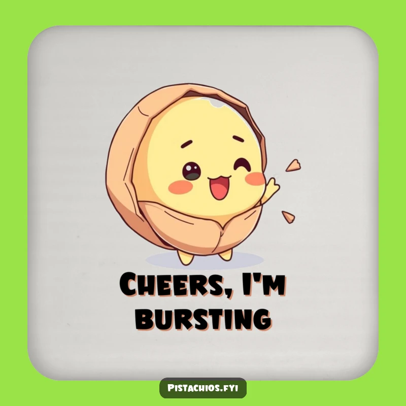 Funny Surprised Pistachio Drink Coaster: Protect Surfaces with Hilarious Cracks