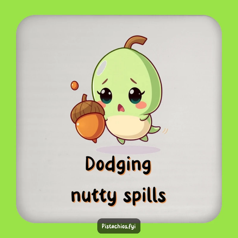 Funny Pistachio Coaster: Surprised Acorn Dodge Protection