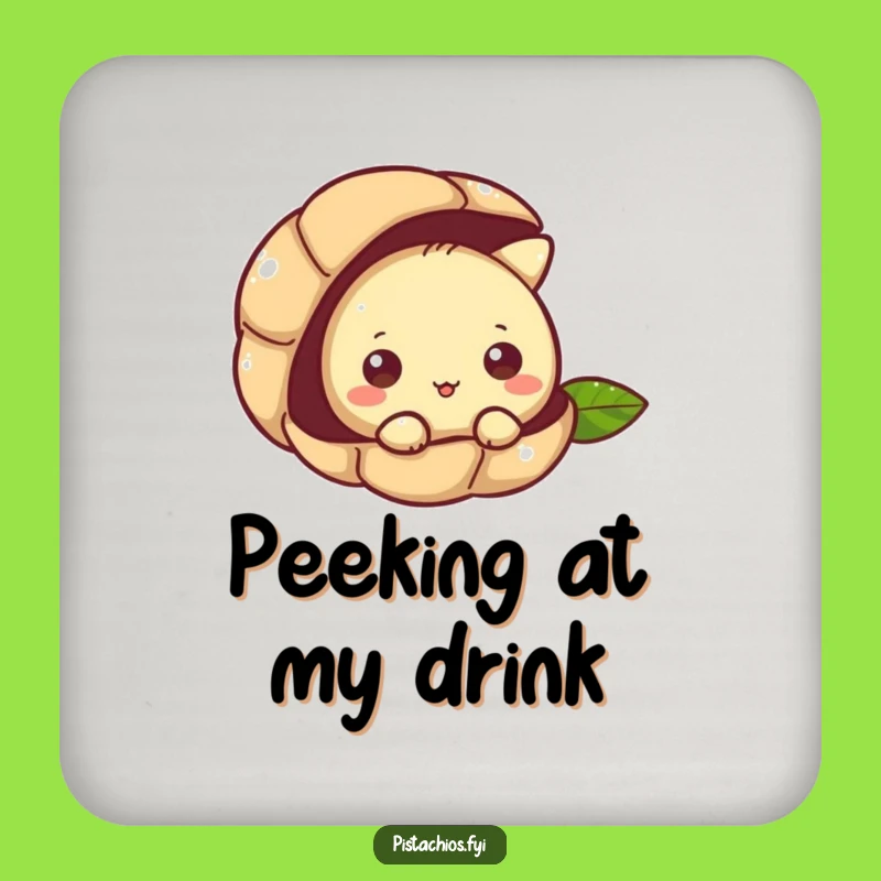 Funny Curious Pistachio Peeking Coaster - Nutty Surface Protection, Perfect Funny Gift